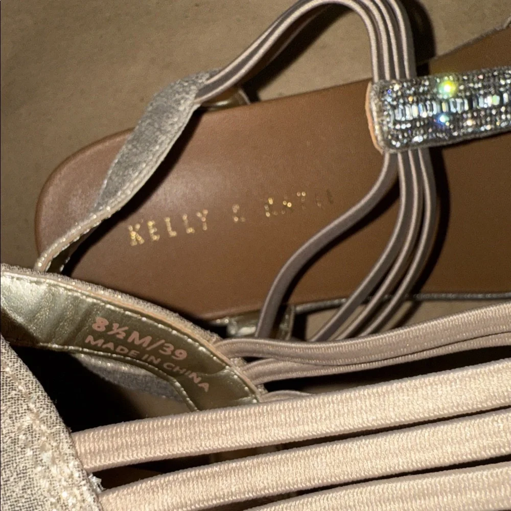 Kelly & Katie Silver Beaded Wedge Sandals